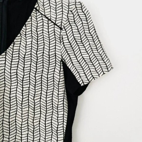 Zara Herringbone Combo Short Sleeve Skater Dress - Picture 3 of 6